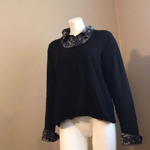 Black long sleeve top with faux under shirt 2X